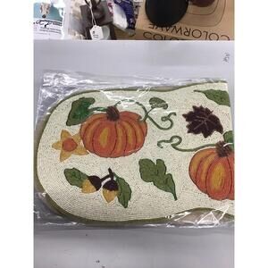 Temptations by Tara beaded table runner heavyweight autumn pumpkins leaves new